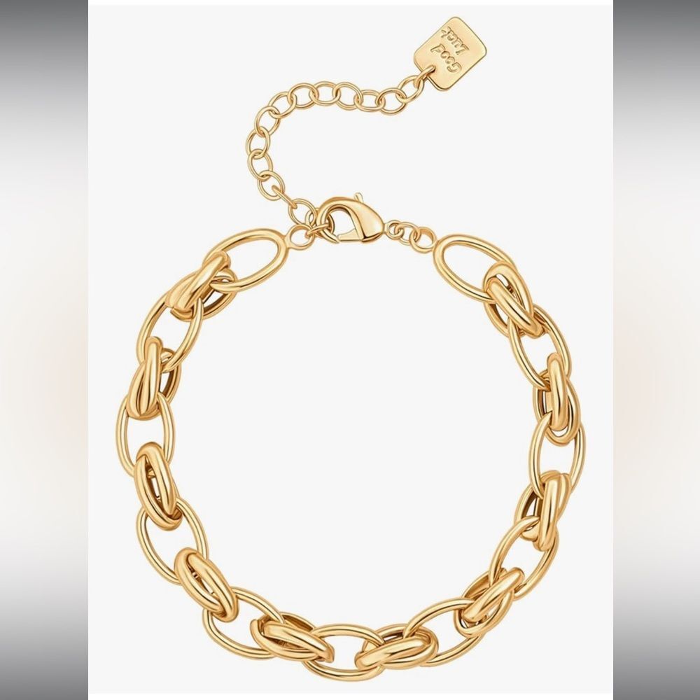18K Gold Plated Chunky Knotted Chain Bracelet Gold Unisex Jewelry Link Fashion
